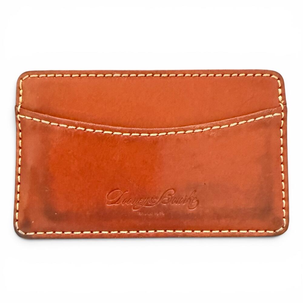 Dooney & Bourke Brown Red Leather Unisex Slim Credit Card Wallet